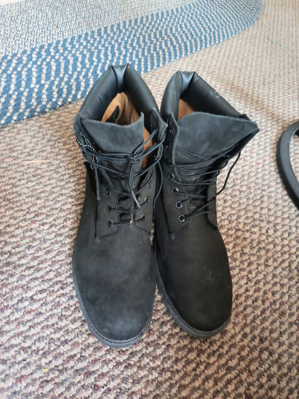 Timberland Size 13m Black Lace-Up Work Boots with Padded Collar With Sed